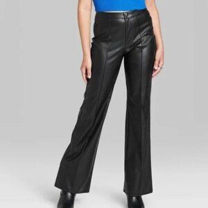 Wild Fable Women's High-Rise Faux Leather Flare Pants